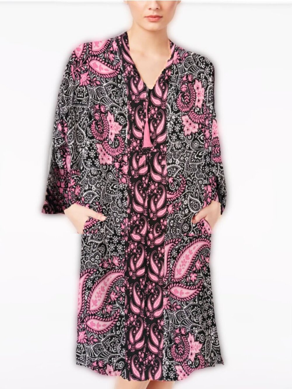 Charter Club Caftan Kaftan Paisley Zip Front NEW WITH TAGS